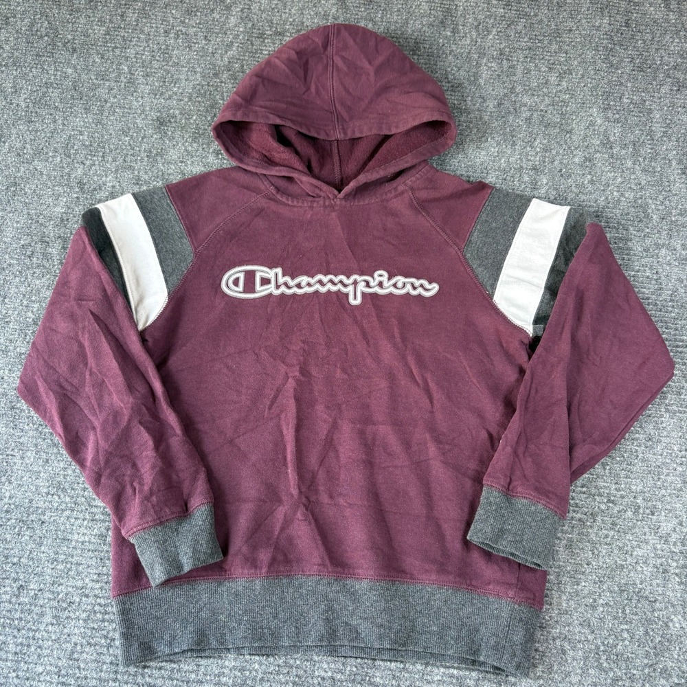 Champion Authentic Athleticwear Maroon Colorblock Pullover Hoodie Medium 4401